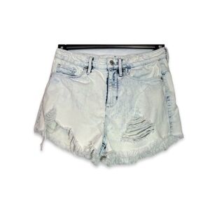 Guess Blue Acid Washed Distressed Jean Shorts w/Frayed Hems size 28